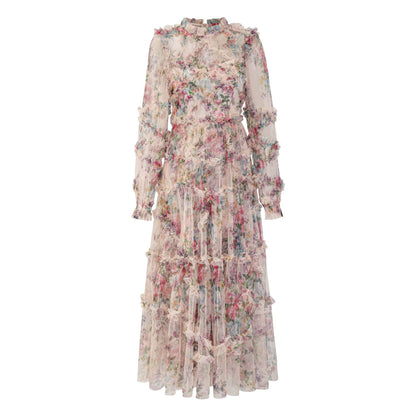 ESVEERA | ELEGANT FLORAL LONG DRESS