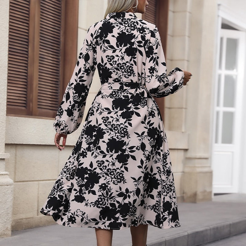 LONDRES | PRINTED HIGH-COLLAR DRESS