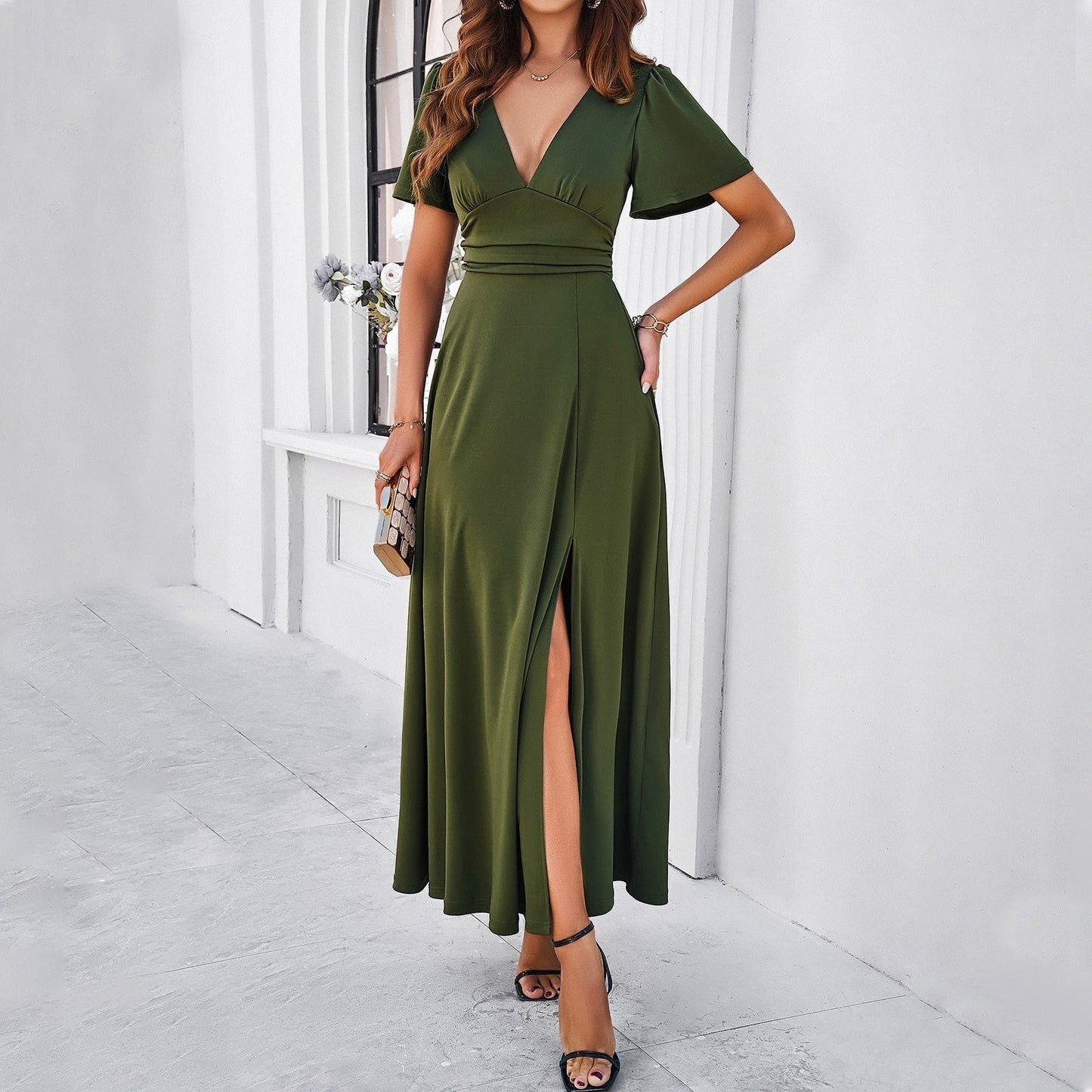 V-NECK SLIM DRESS