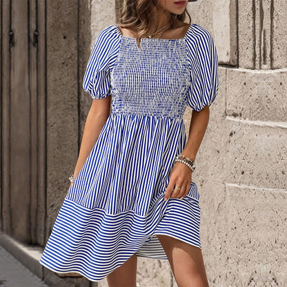 JEN | STRIPED SQUARE-NECK DRESS