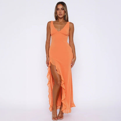 CHARME | BORDER SLIT BACKLESS DRESS