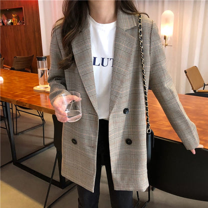 BLANCHE | CHECKERED BLAZER WITH CORDUROY COLLAR