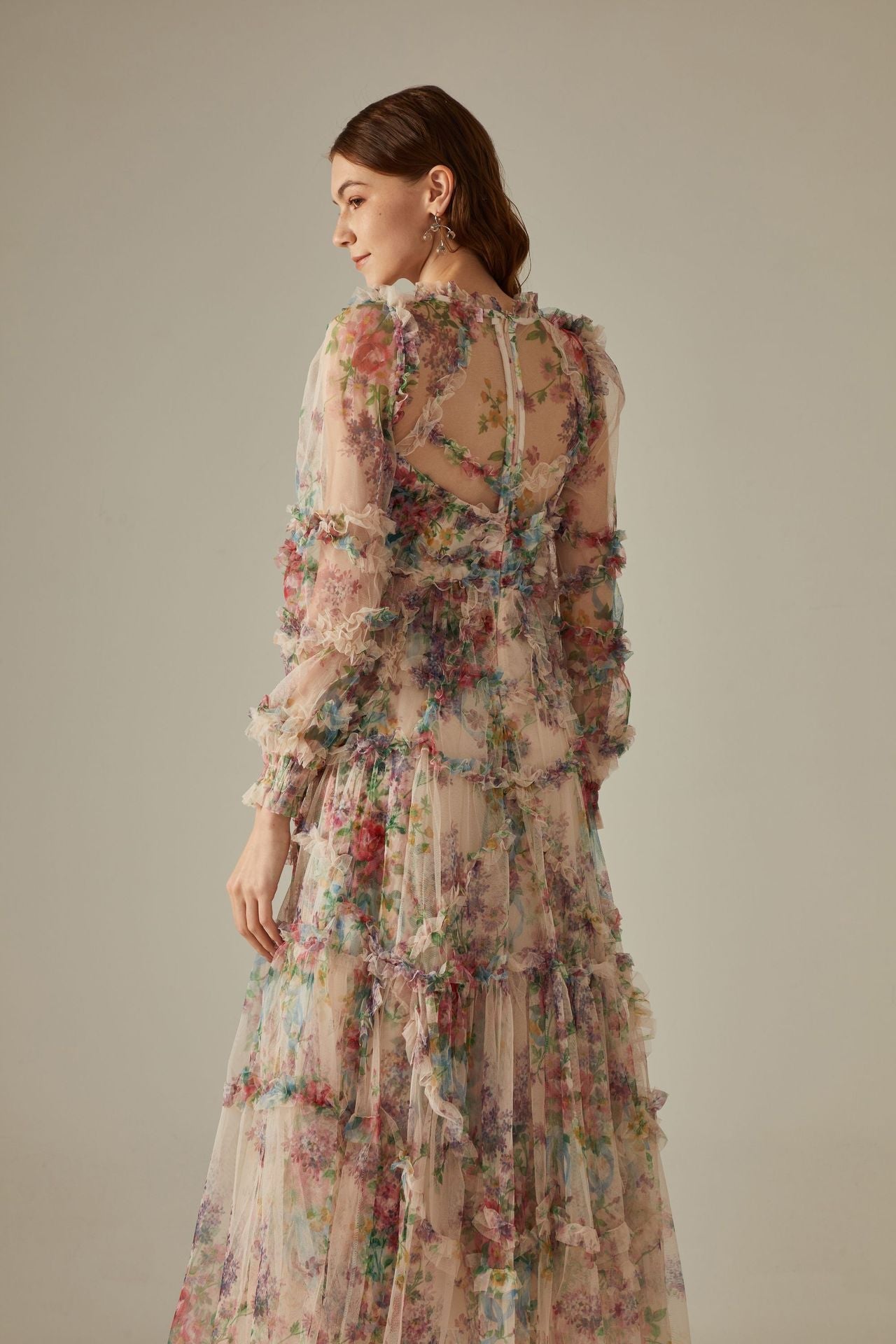 ESVEERA | ELEGANT FLORAL LONG DRESS