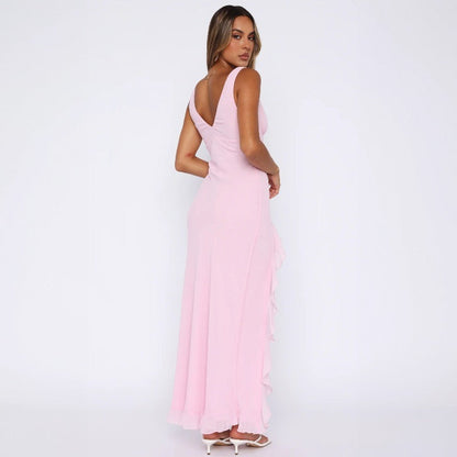 CHARME | BORDER SLIT BACKLESS DRESS