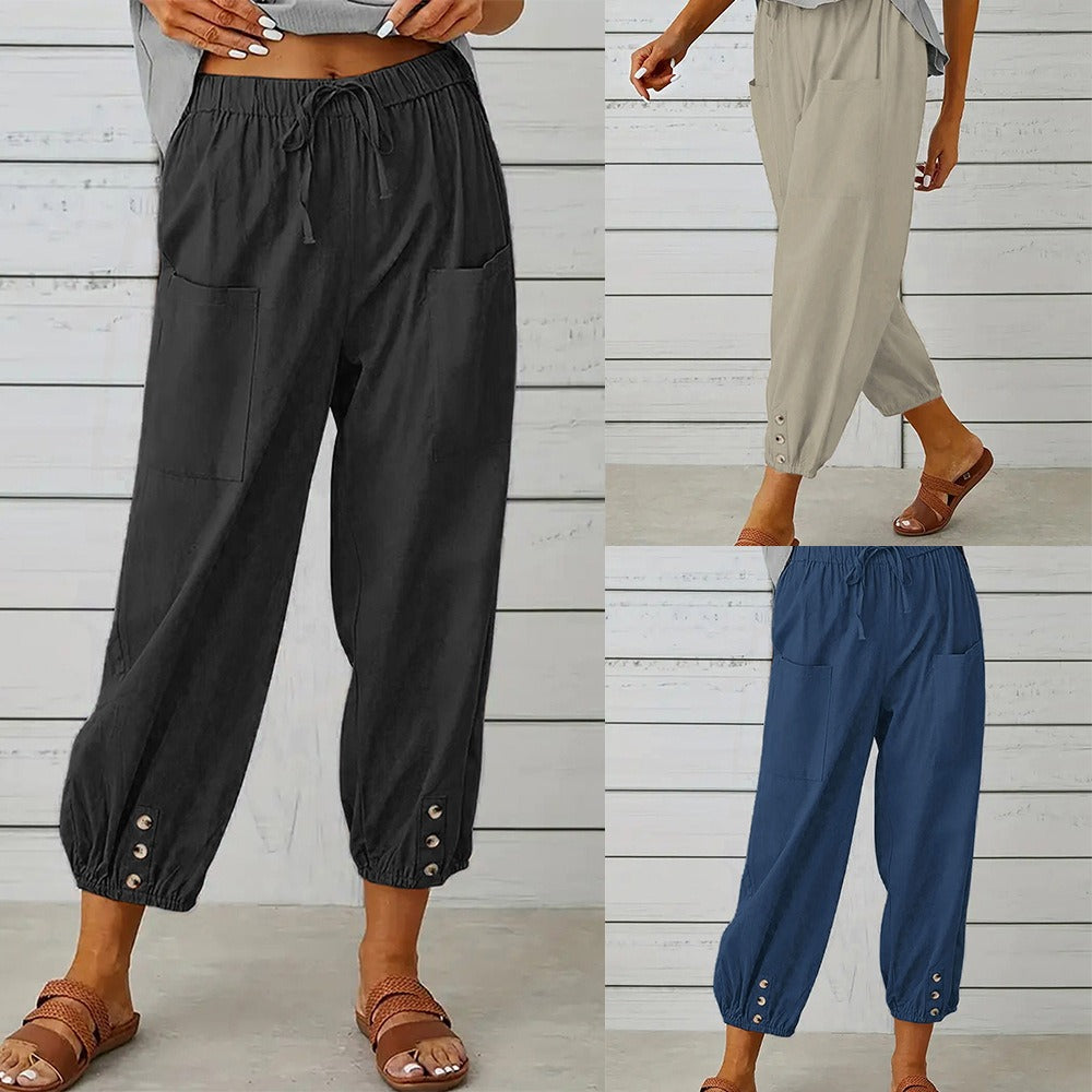 DOLLY | WIDE COTTON AND LINEN TROUSERS