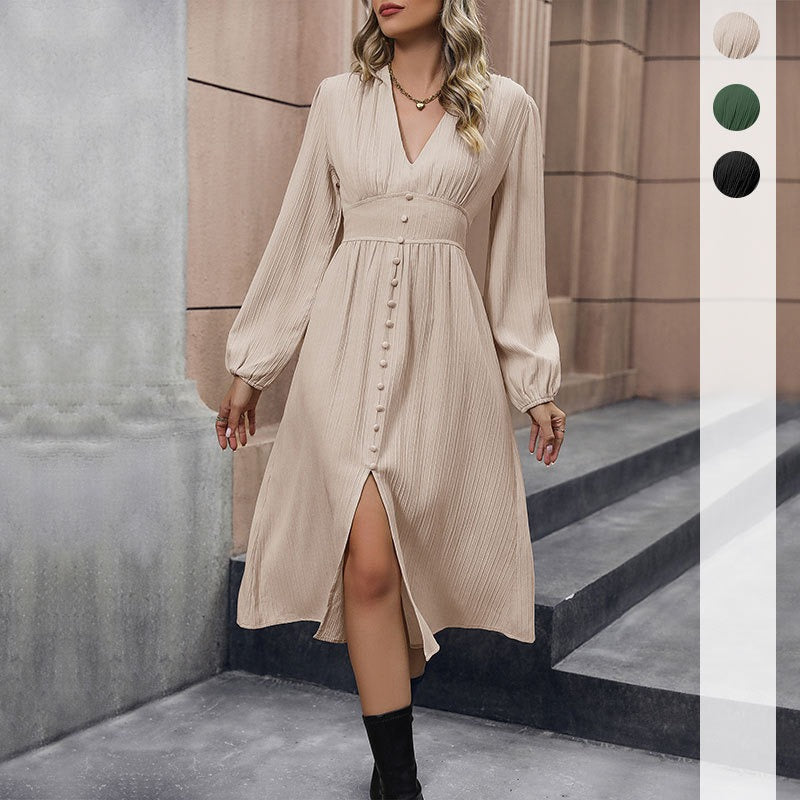 JARA | LONG-SLEEVE SLIT DRESS