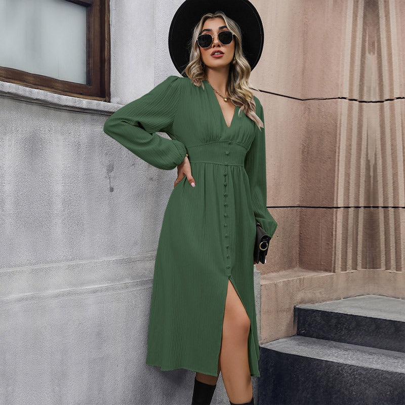 JARA | LONG-SLEEVE SLIT DRESS