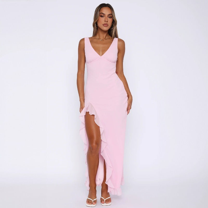 CHARME | BORDER SLIT BACKLESS DRESS