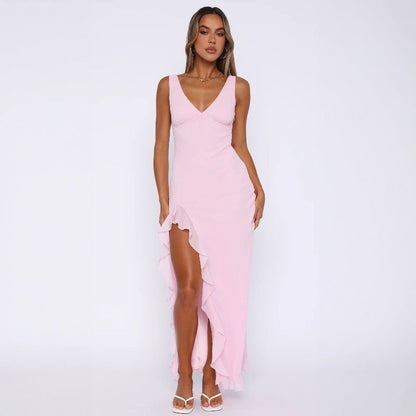 CHARME | BORDER SLIT BACKLESS DRESS