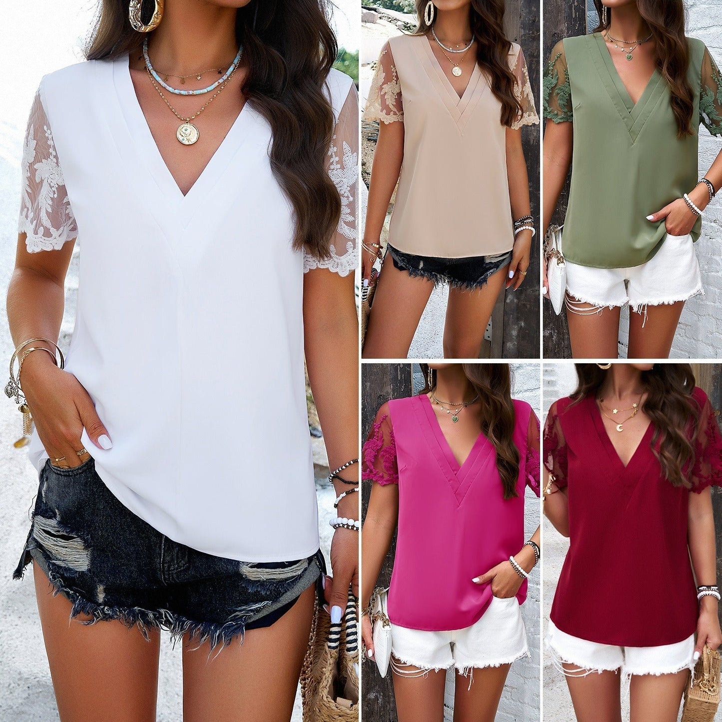 JACQUARD V-NECK TOP