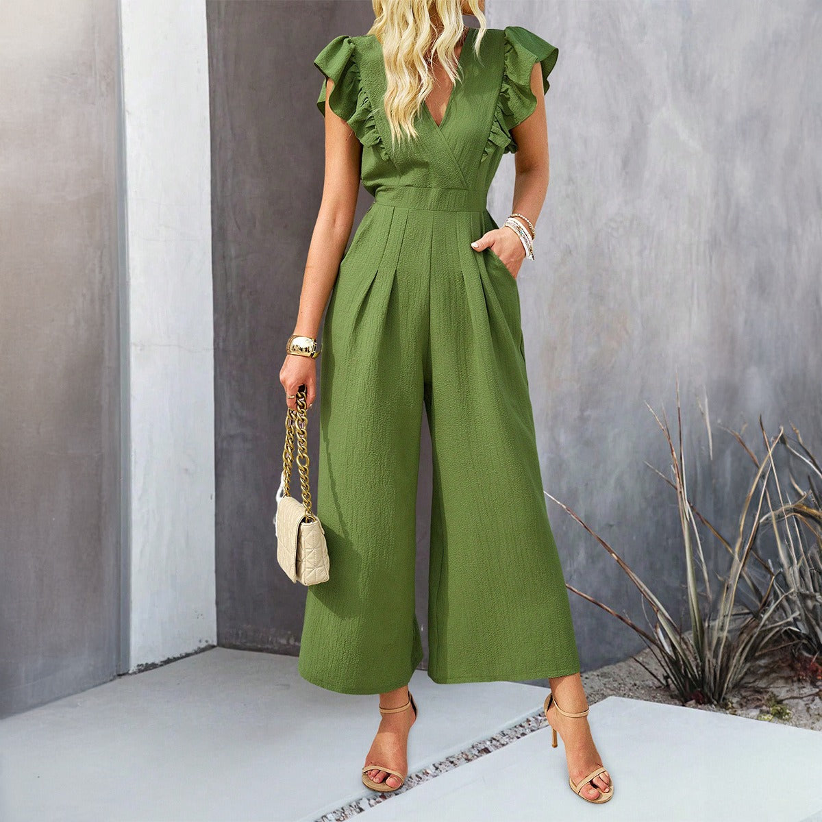 SYA SOLID COLOR TEMPERAMENT JUMPSUIT