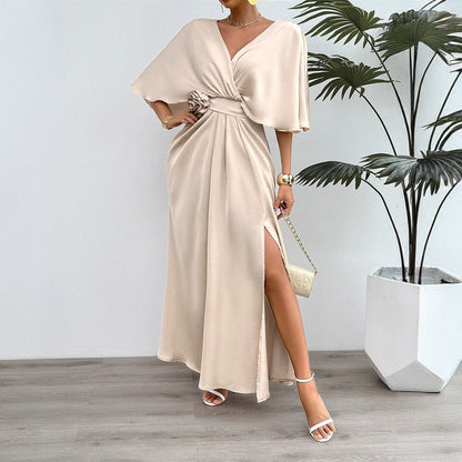 V-NECK BATWING SLEEVE DRESS