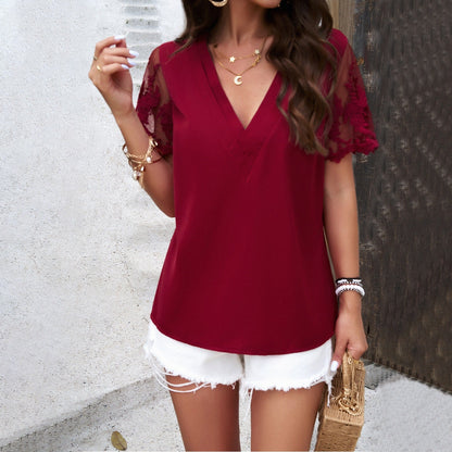 JACQUARD V-NECK TOP