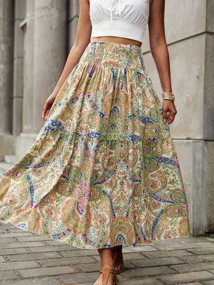 HIGH-WAISTED FLORAL SKIRT