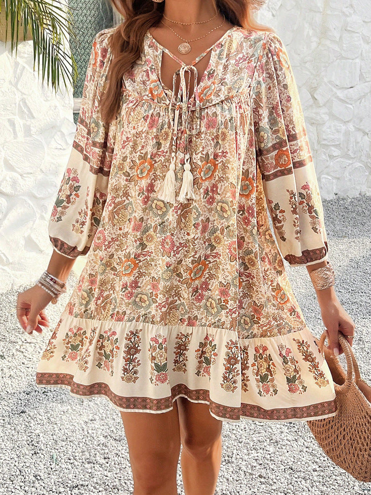 ANGE BOHO-CHIC CASUAL PRINTED DRESS