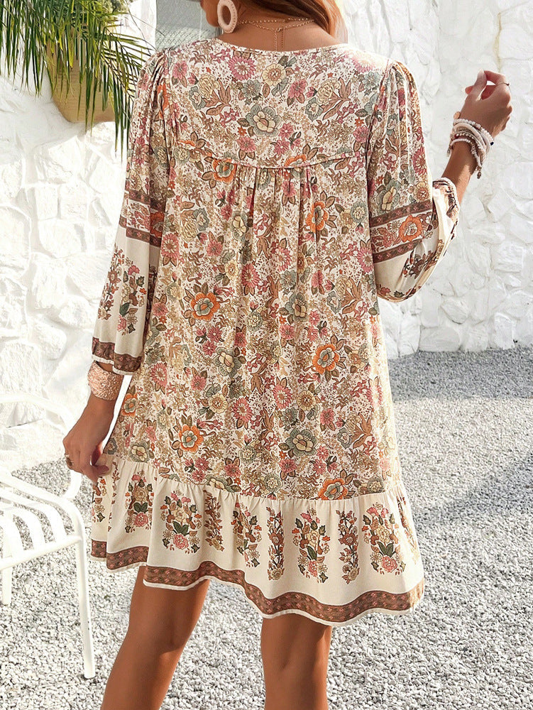 ANGE BOHO-CHIC CASUAL PRINTED DRESS