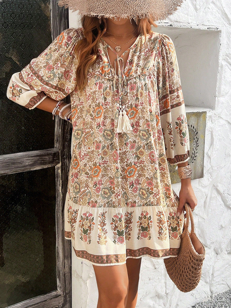 ANGE BOHO-CHIC CASUAL PRINTED DRESS