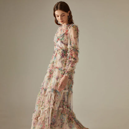 ESVEERA | ELEGANT FLORAL LONG DRESS