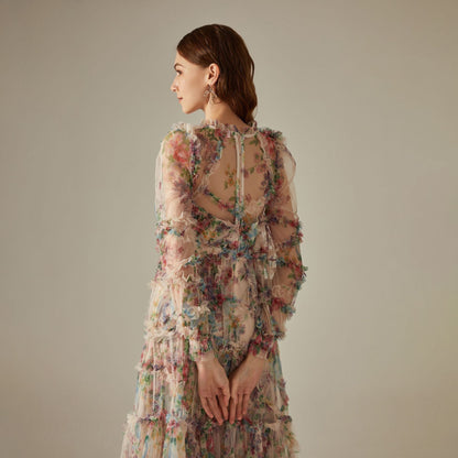 ESVEERA | ELEGANT FLORAL LONG DRESS